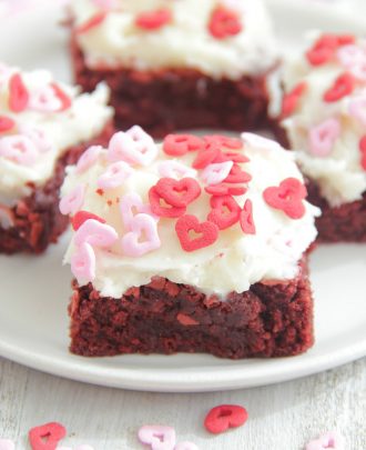 Red Velvet Brownies with Cream Cheese Frosting