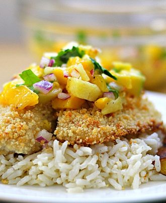 Macadamia Crusted Tilapia with Mango Pineapple Salsa