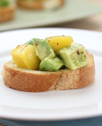 Avocado and Mango Crostini