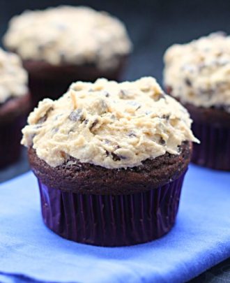 Chocolate Cupcakes with Chocolate Chip Cookie Dough Frosting