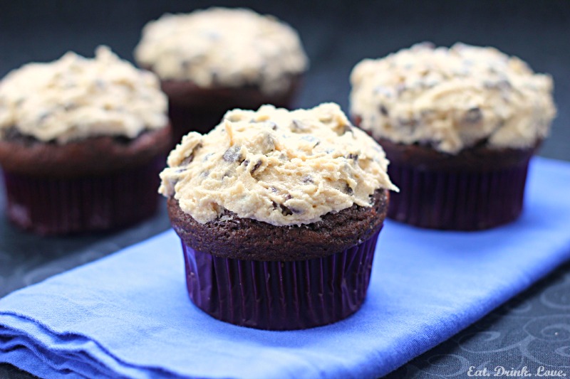 Chocolate Cupcakes with Chocolate Chip Cookie Dough Frosting
