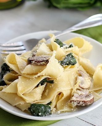Mushroom Spinach Pappardelle
