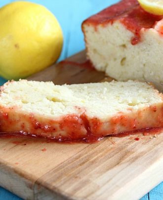 Low-Fat Lemon Pound Cake with Strawberry Glaze