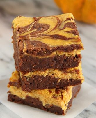 Mocha Pumpkin Cheesecake Swirl Brownies
