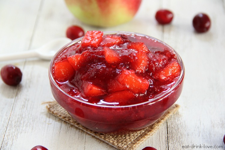 Apple Cranberry Sauce in a glass bowl