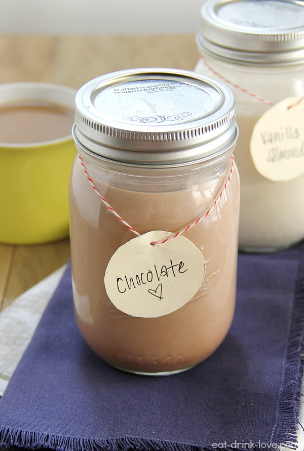 Homemade Coffee Creamer - chocolate and vanilla coffee creamer in jars