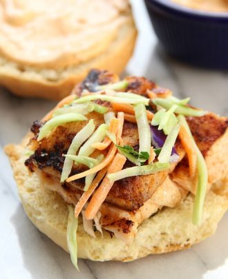Grilled Salmon Sliders with Chipotle Mayo