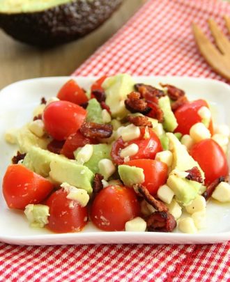 Corn, Tomato, and Avocado Salad with Bacon Vinaigrette