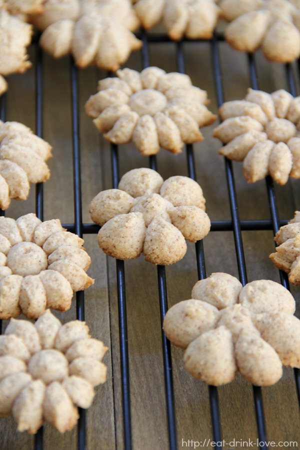 Chai Spice Spritz Cookies on a cooling rack