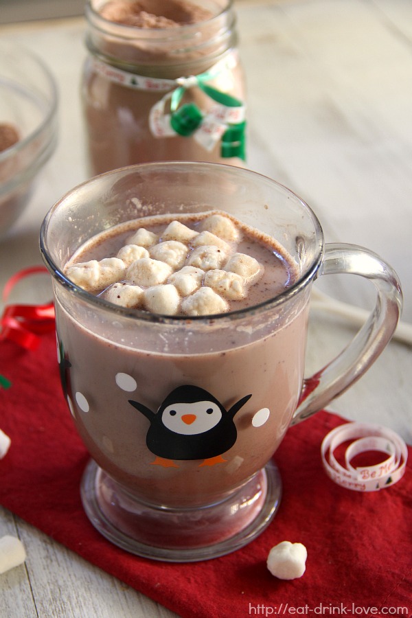Mug of homemade hot chocolate with marshmallows on top