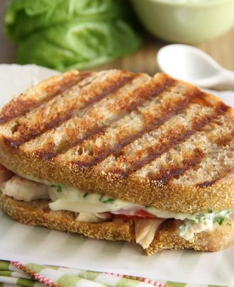 Chicken, Tomato, & Mozzarella Panini with Basil Mayo