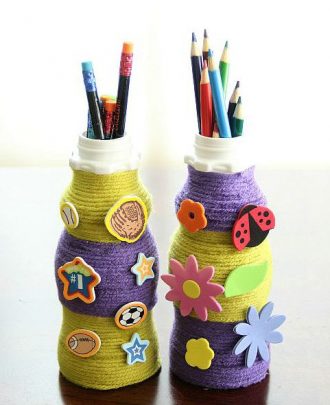 Milk Bottle Pencil Holders