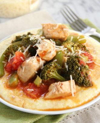 Chicken Cacciatore over Creamy Parmesan Polenta