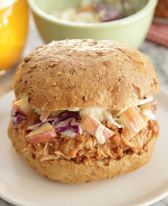 Pulled Chicken Sandwiches with Apple Slaw