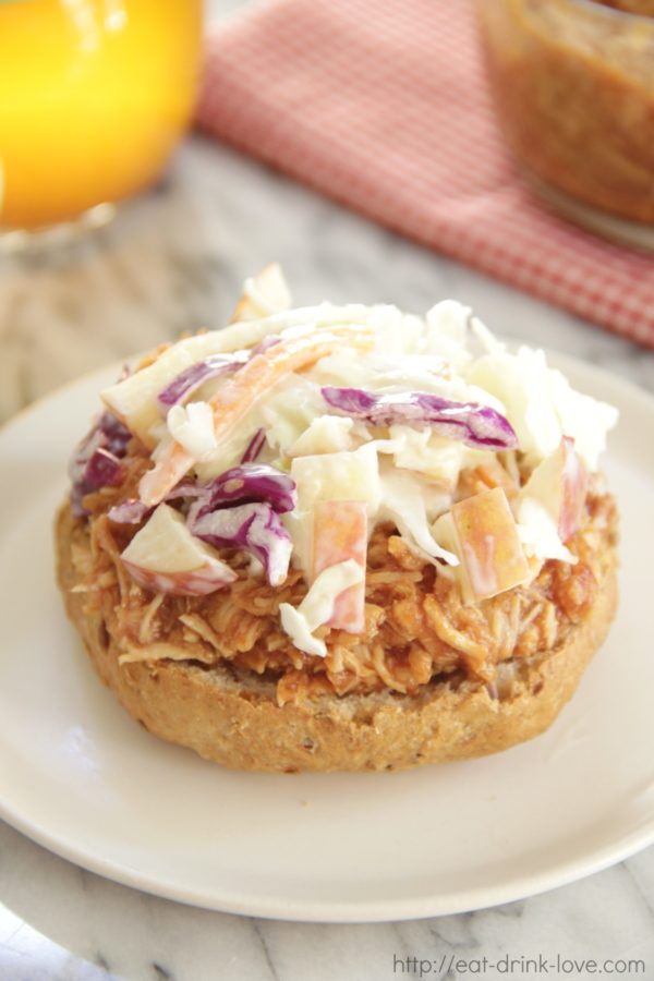 Pulled Chicken Sandwiches with Apple Slaw, Slow Cooker
