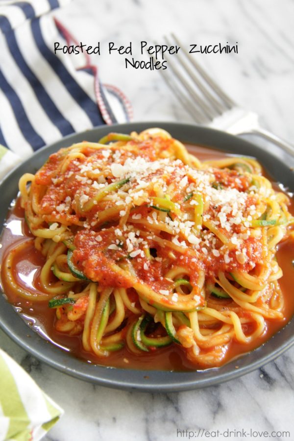 Roasted Red Pepper Zucchini Noodles