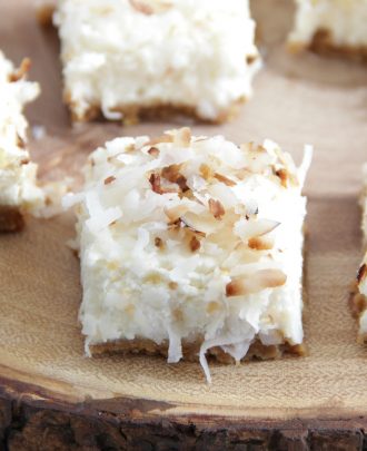 Skinny Coconut Cheesecake Bars