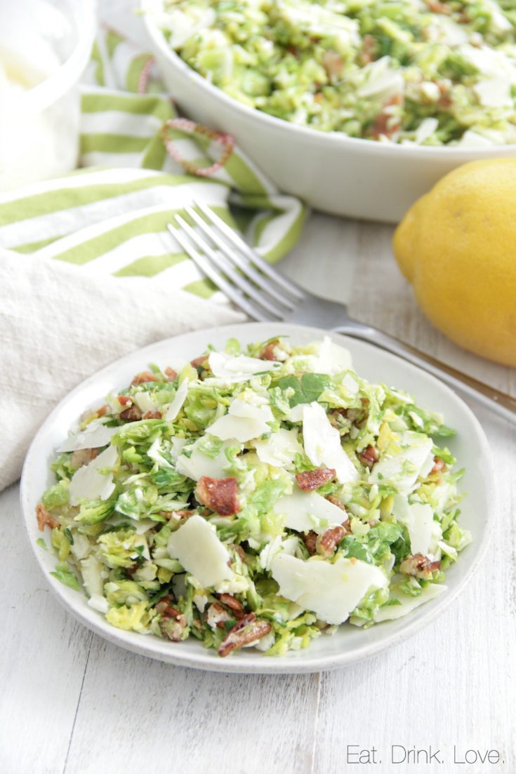 Shaved Brussels Sprouts Salad with Bacon and Parmesan