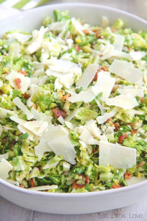 Shaved Brussels Sprouts Salad with Bacon and Parmesan