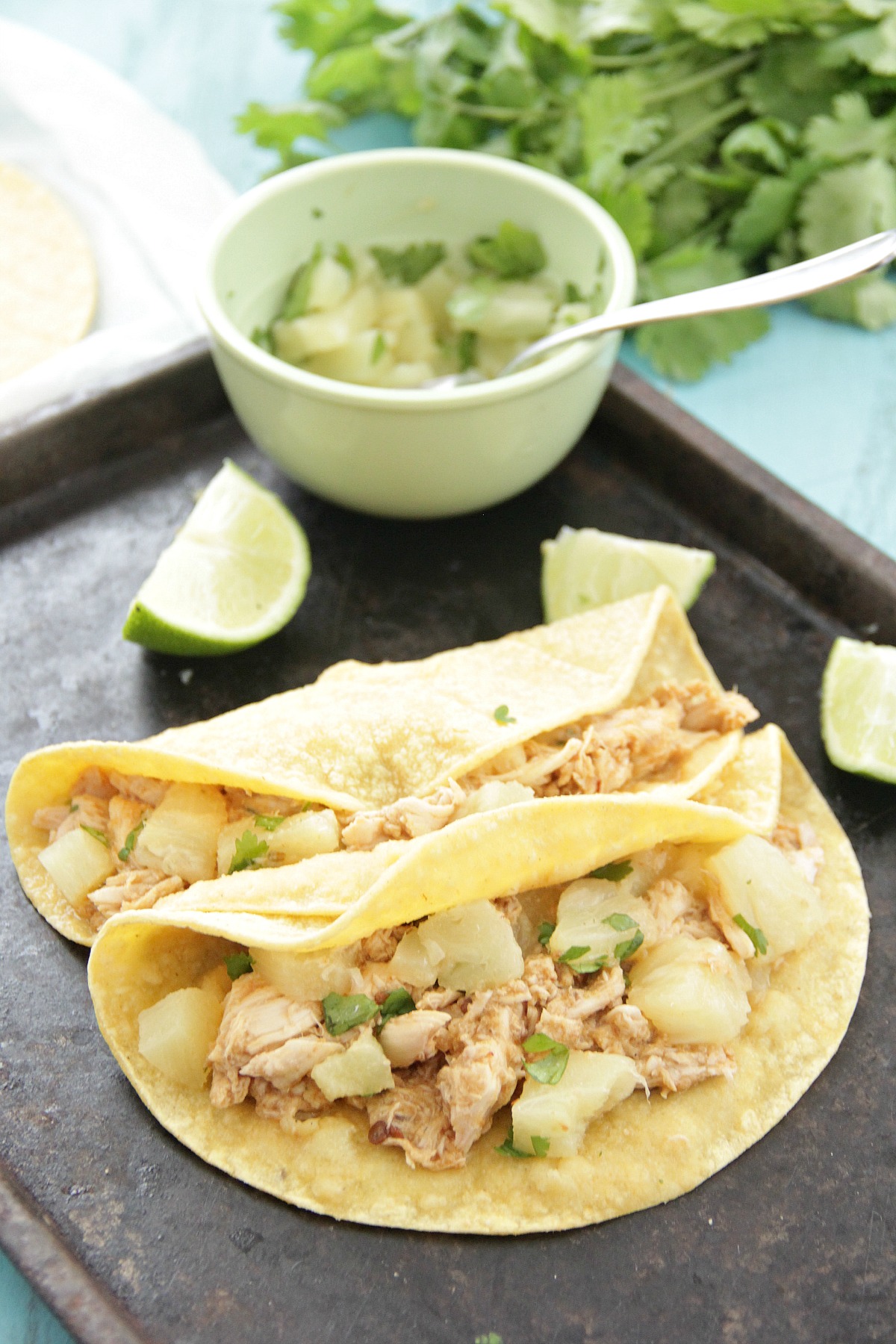 Slow Cooker Pineapple Chipotle Chicken Tacos