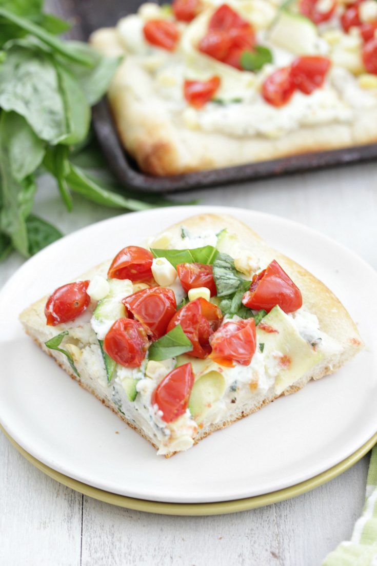 Tomato and Zucchini Ricotta Pizza