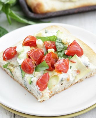 Tomato and Zucchini Ricotta Pizza