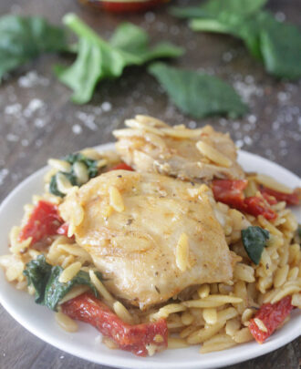 One Pot Tuscan Chicken & Orzo