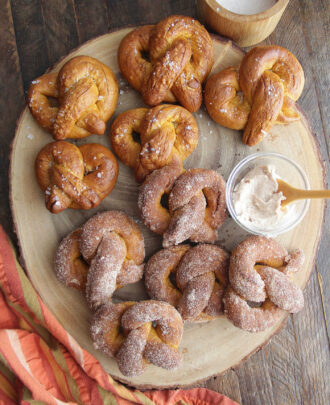 Pumpkin Soft Pretzels (Two Ways)