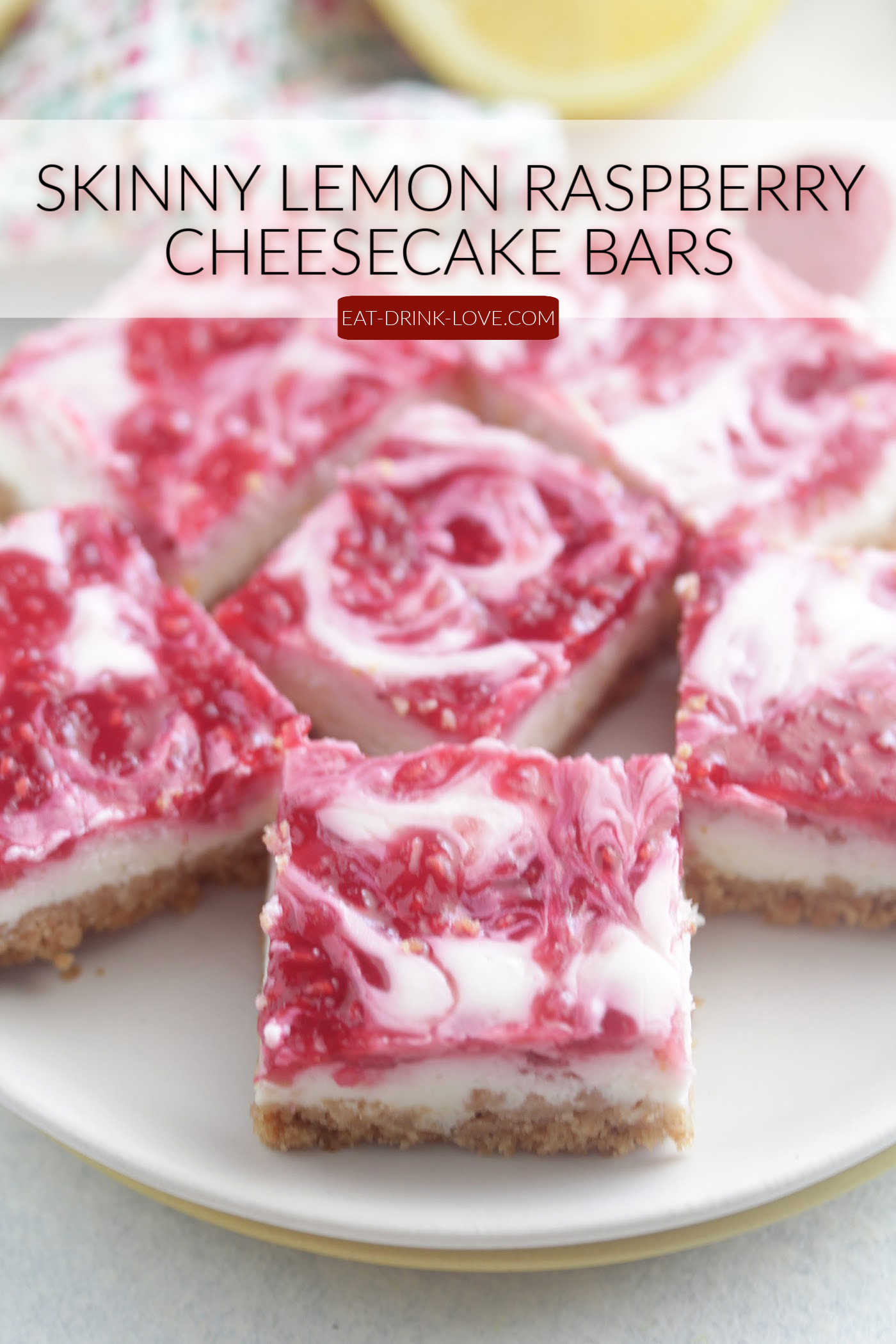Skinny Lemon Raspberry Cheesecake Bars