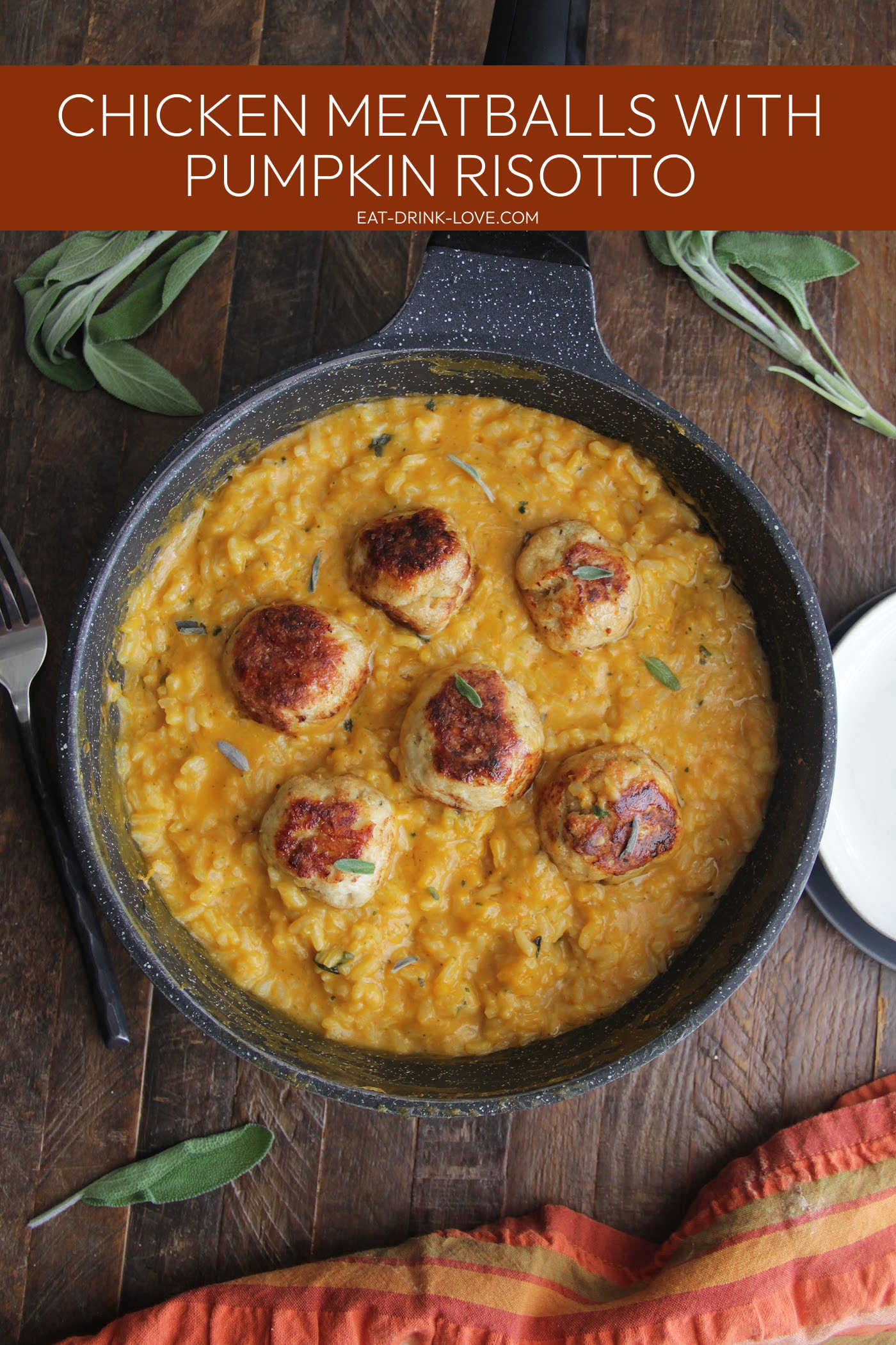 Chicken Meatballs with Pumpkin Risotto